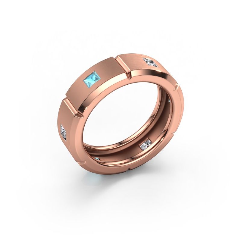 Herrenring Steve light 585 Roségold Blau Topas 3 mm