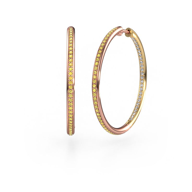 Hoop earrings Sina 30mm 585 rose gold yellow sapphire 1.1 mm