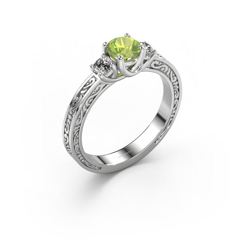 Verlovingsring Betty 1 585 witgoud peridoot 5 mm