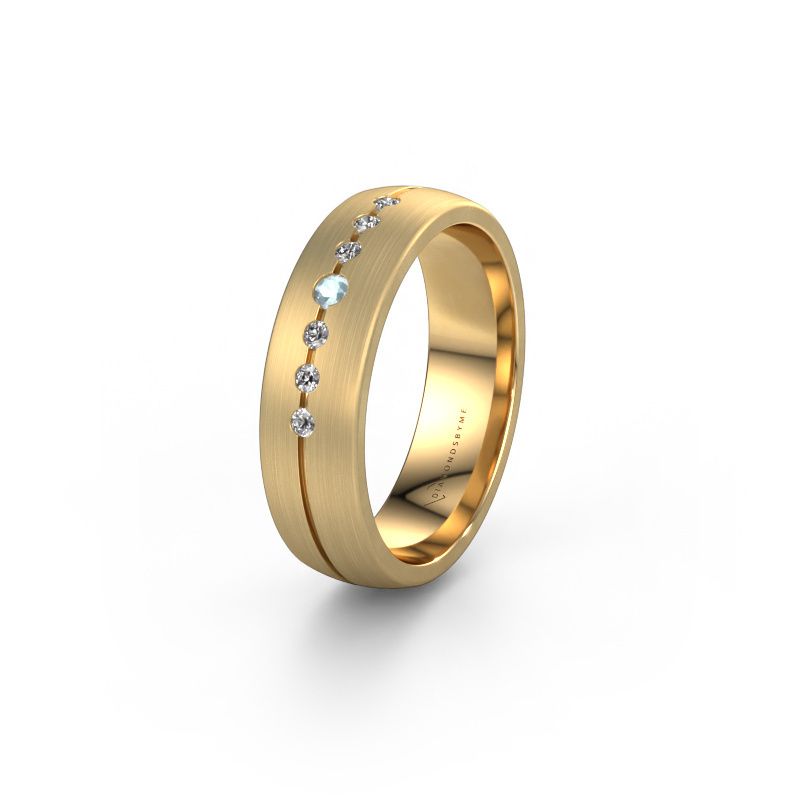 Wedding ring WH0162L25A 585 gold aquamarine ±5,5x1.7 mm