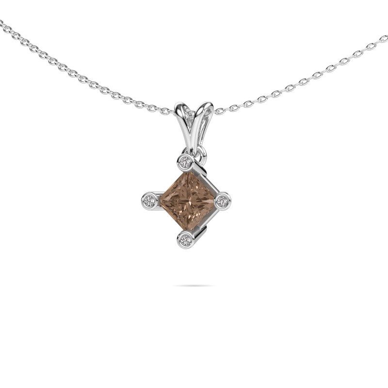 Afbeelding van Hanger Cornelia Square 950 platina bruine diamant 1.32 crt