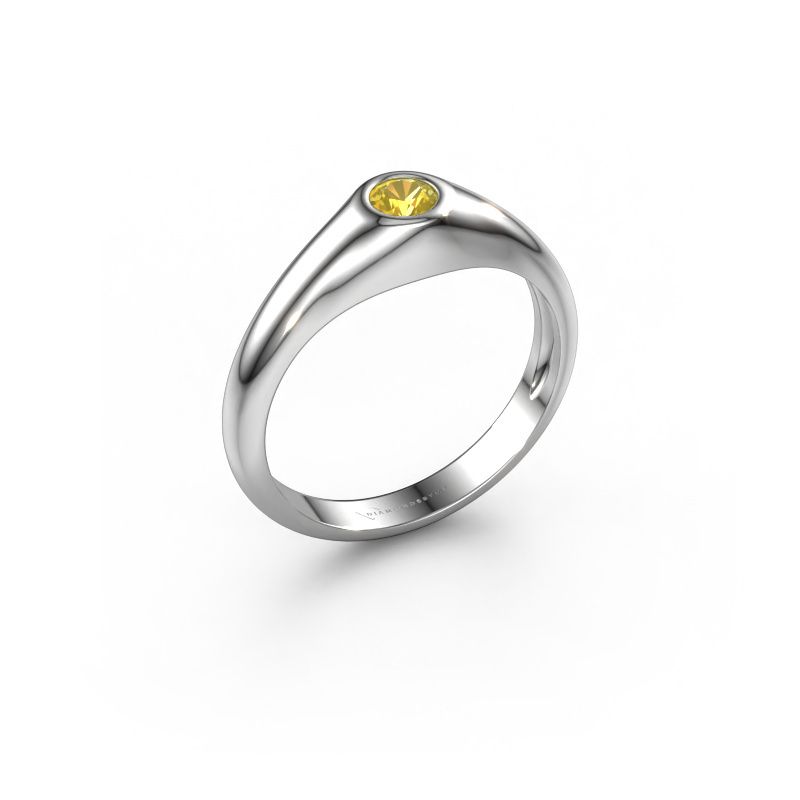 Pinkring Thorben 585 witgoud gele saffier 5 mm