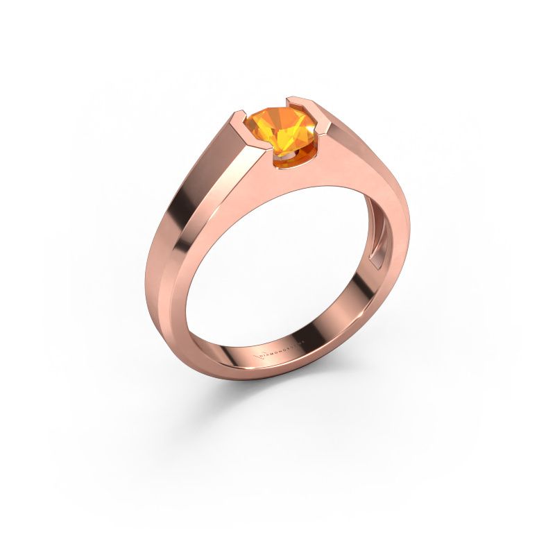 Herrenring Indigo 585 Roségold Citrin 6 mm