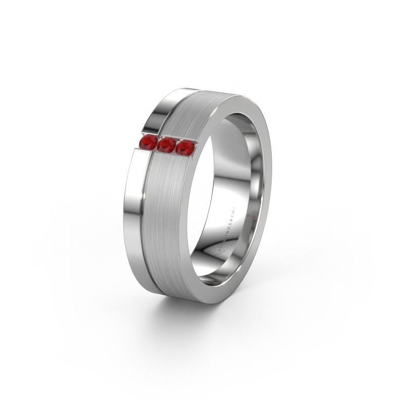 Trouwring WH0327L16B 950 platina robijn ±6x2 mm