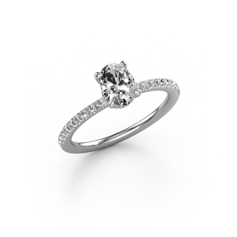 Engagement ring Crystal OVL 4 950 platinum lab grown diamond 0.94 crt