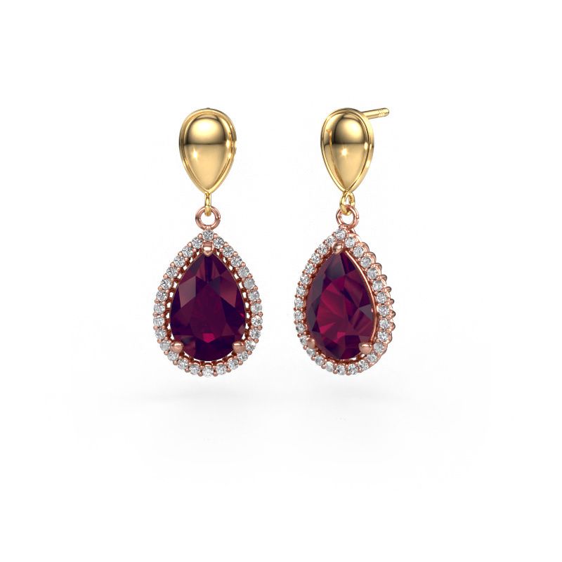 Ohrhänger Tilly per 1 585 Roségold Rhodolit 12x8 mm