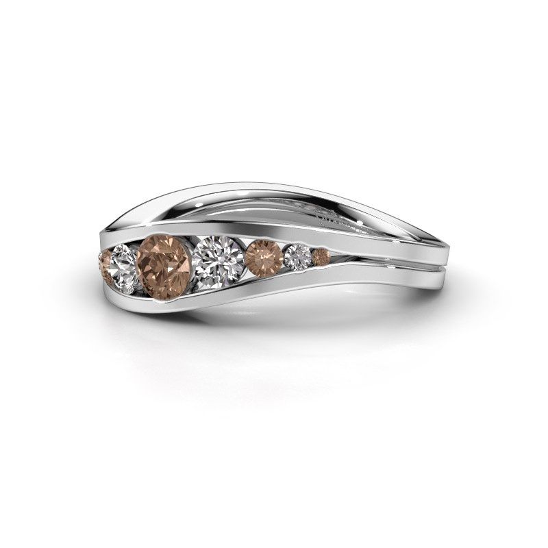 Afbeelding van Ring Sigrid 2<br/>585 witgoud<br/>Bruine diamant 0.594 crt
