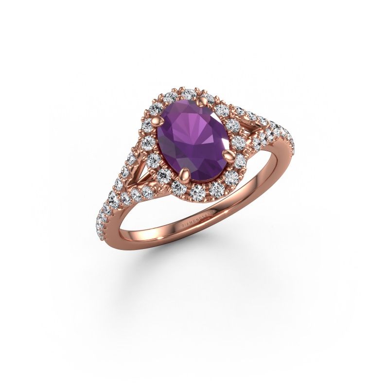 Engagement ring Kimber OVL 585 rose gold amethyst 8x6 mm