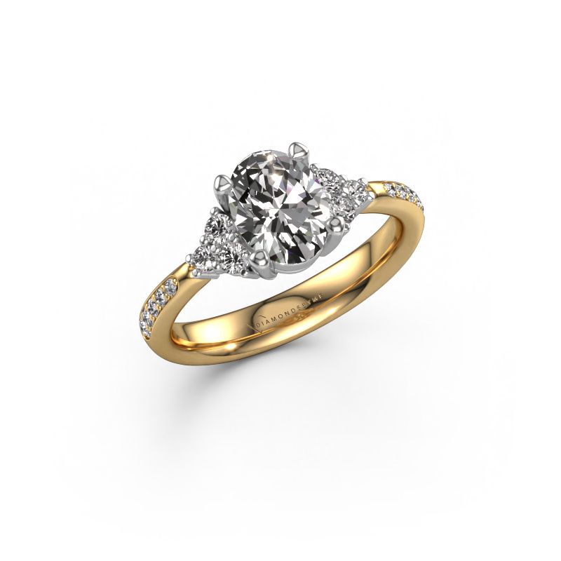 Verlovingsring Aleida OVL 2 585 goud zirkonia 8x6 mm