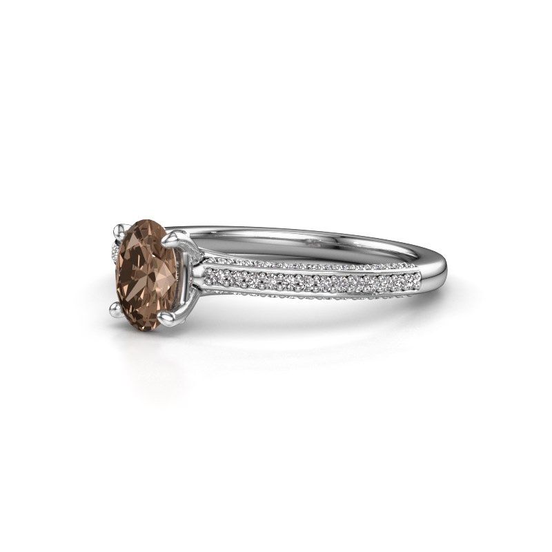 Afbeelding van Verlovingsring Elenore ovl 950 platina bruine diamant 0.65 crt