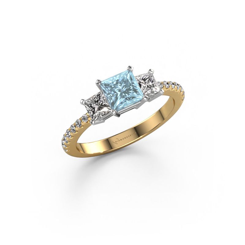 Engagement ring Dorla 585 gold blue lab grown diamond 5 mm