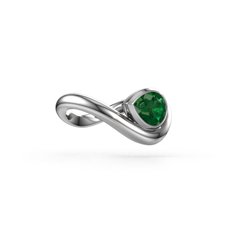 Ring Lena 585 white gold emerald 8x6 mm