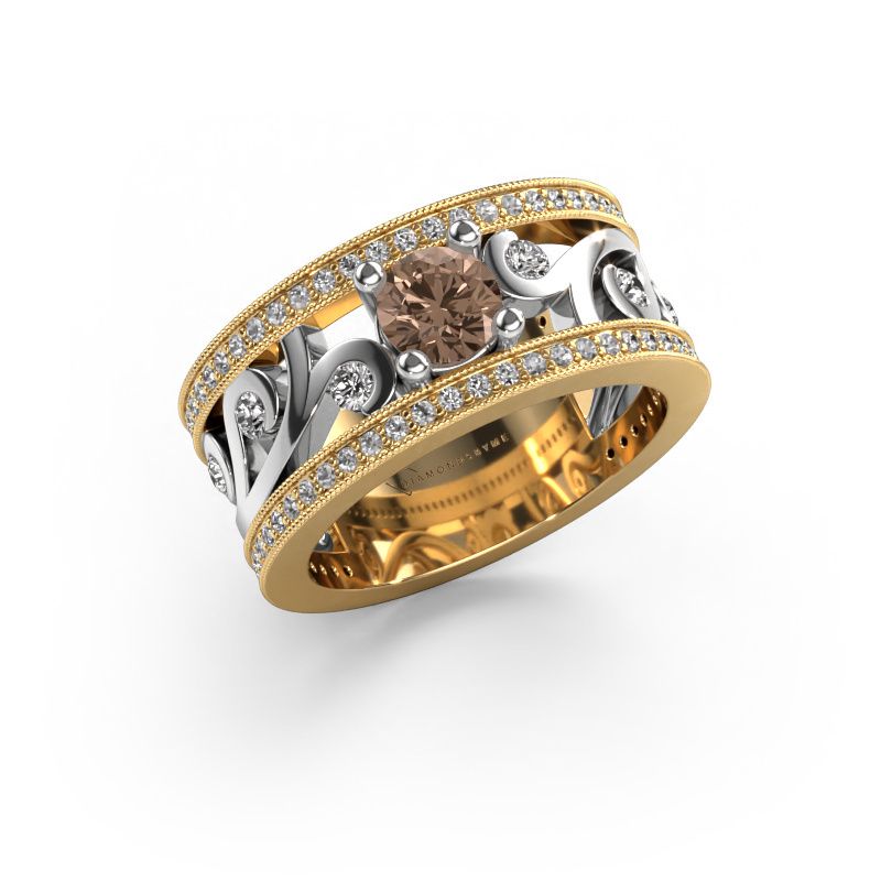 Bague Sanne 585 or jaune diamant brun 1.13 crt