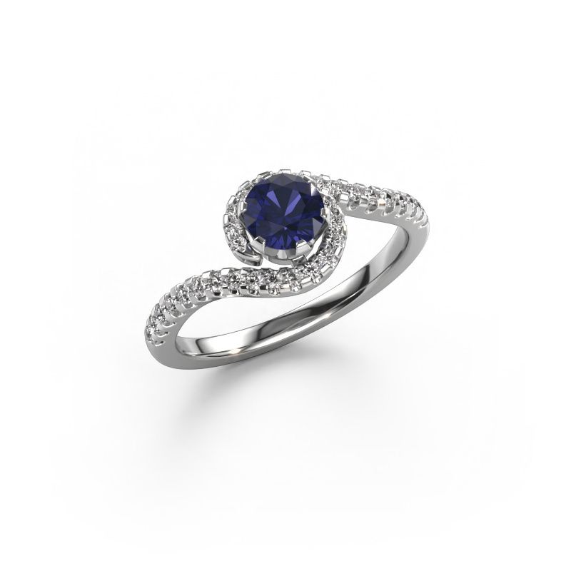 Verlovingsring Elli 585 witgoud saffier 5 mm