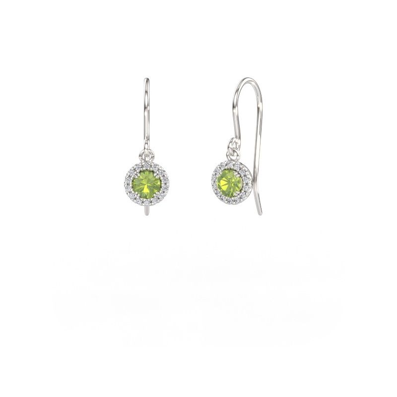 Boucles d'oreilles Seline rnd 2 585 or blanc péridot 4 mm