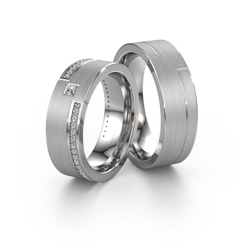 Eheringe set WH2048LM17DM ±7x2.4 mm 14 Karat Weißgold Diamant 0.05 crt