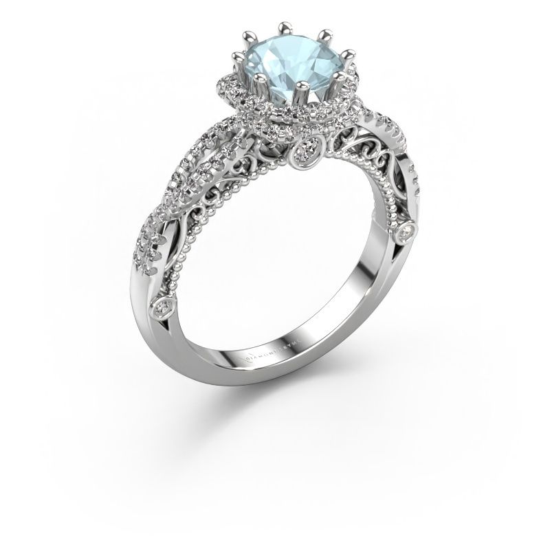 Verlobungsring Lysanne 950 Platin Aquamarin 6.5 mm