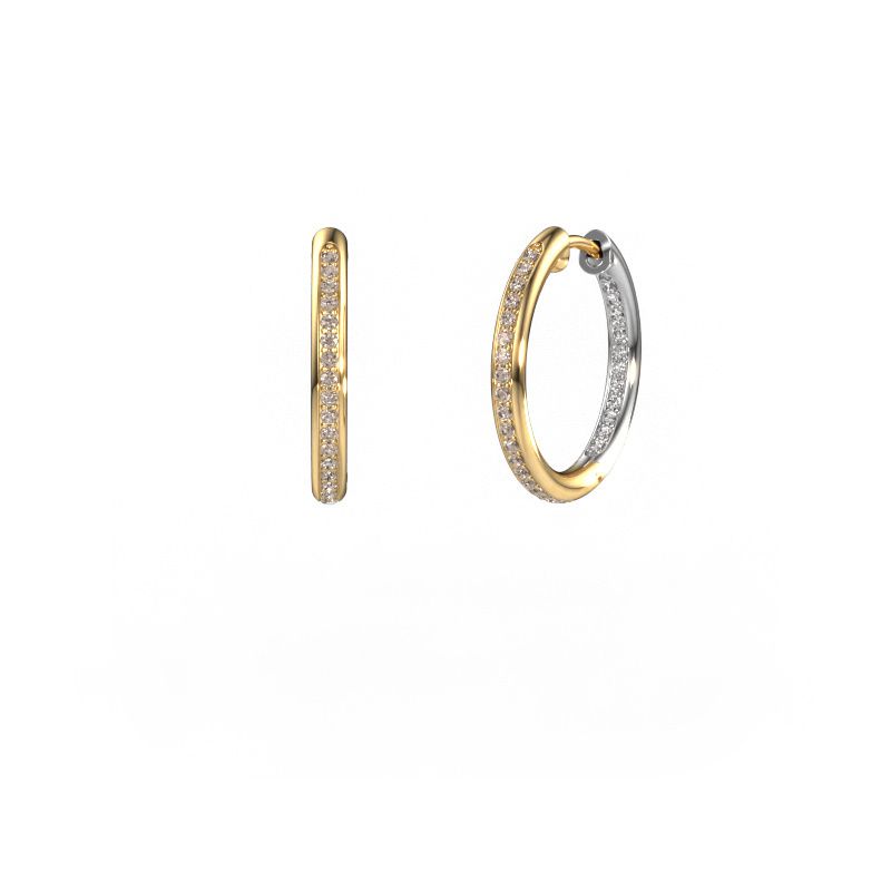Hoop earrings Sina 15mm 585 gold brown diamond 0.402 crt