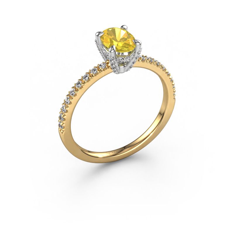 Engagement ring Saskia 1 OVL 585 gold yellow sapphire 7x5 mm