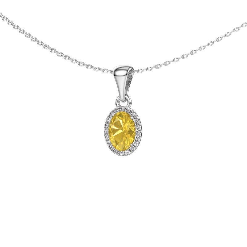 Image of Pendant Seline ovl 925 silver yellow sapphire 7x5 mm