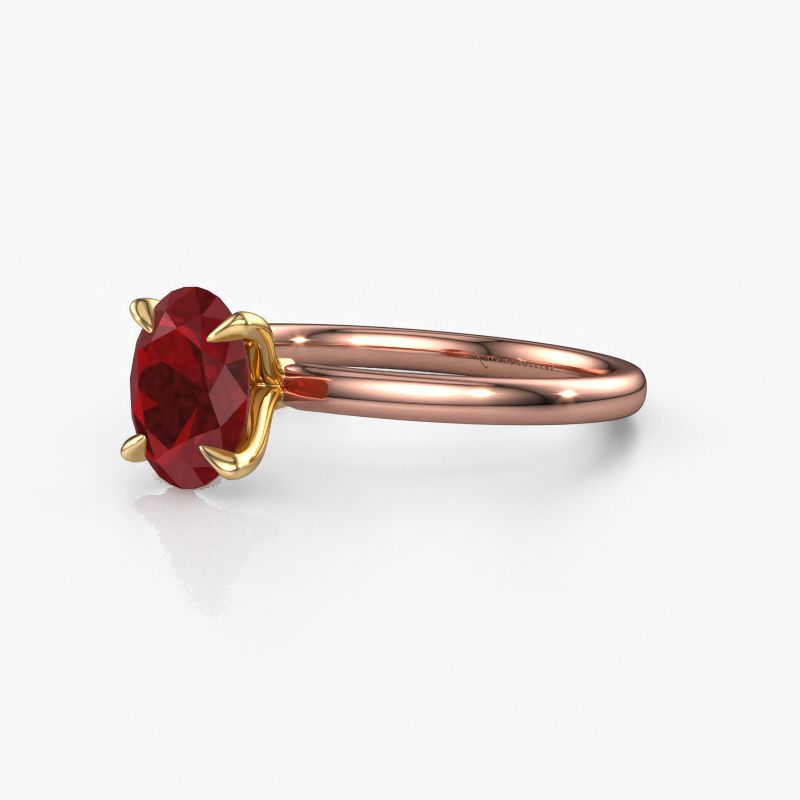 Afbeelding van Verlovingsring Crystal Ovl 1<br/>585 rosé goud<br/>Robijn 8x6 mm
