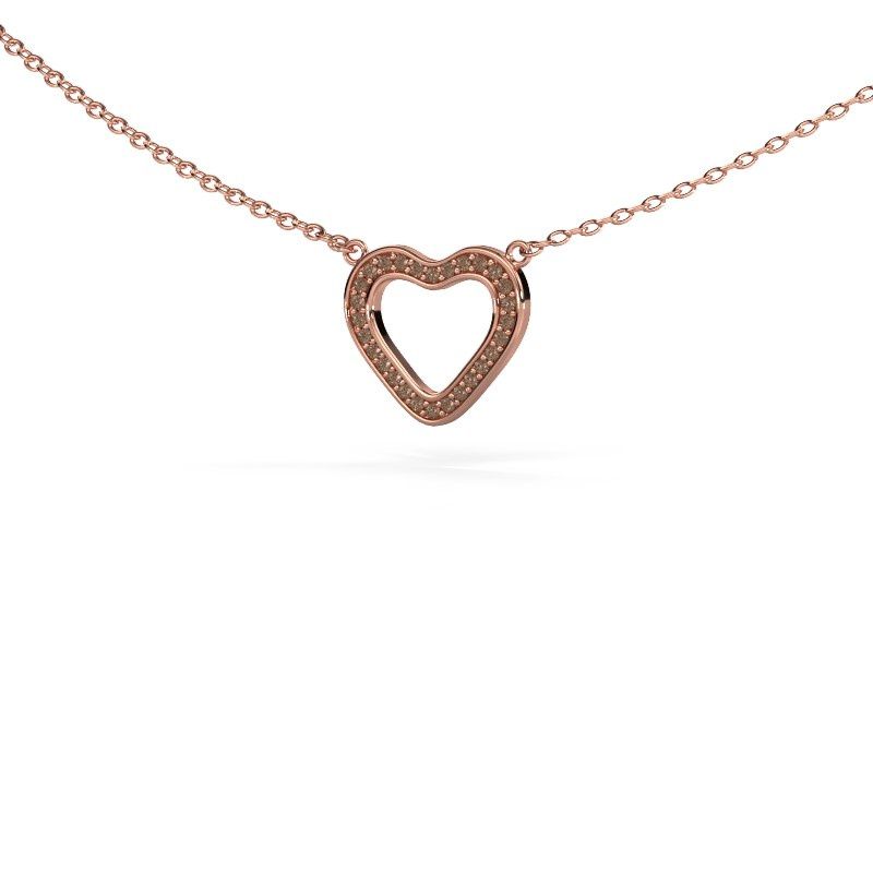 Hanger Heart 3 585 rosé goud bruine diamant 0.07 crt