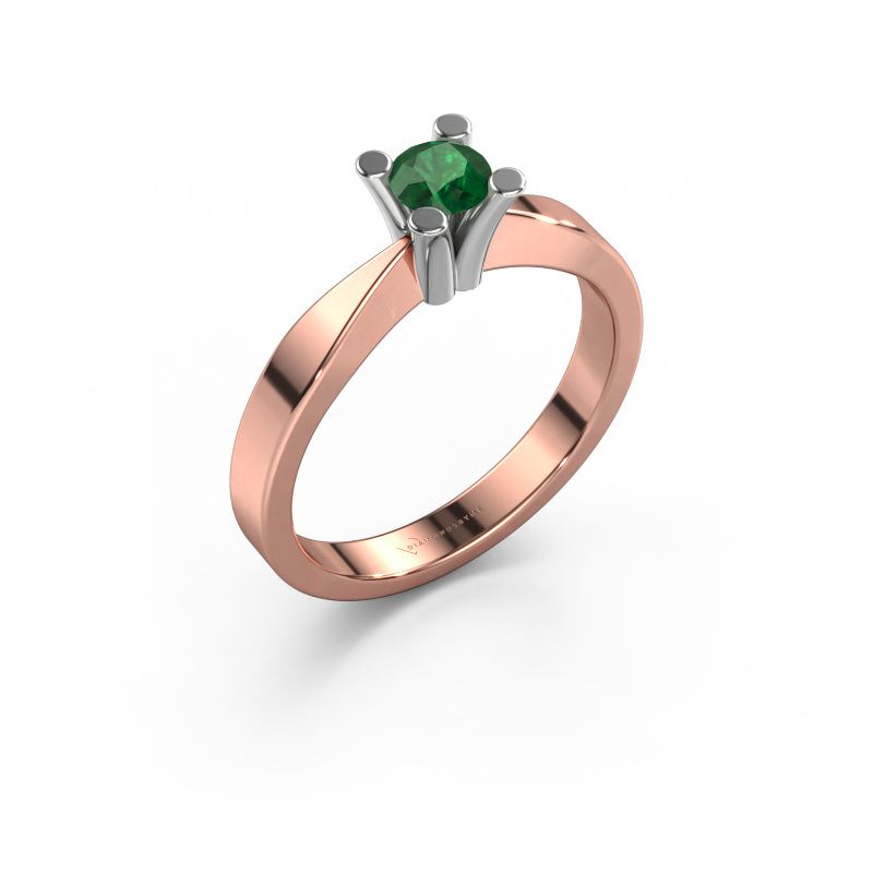Verlobungsring Ichelle 1 585 Roségold Smaragd 4.2 mm