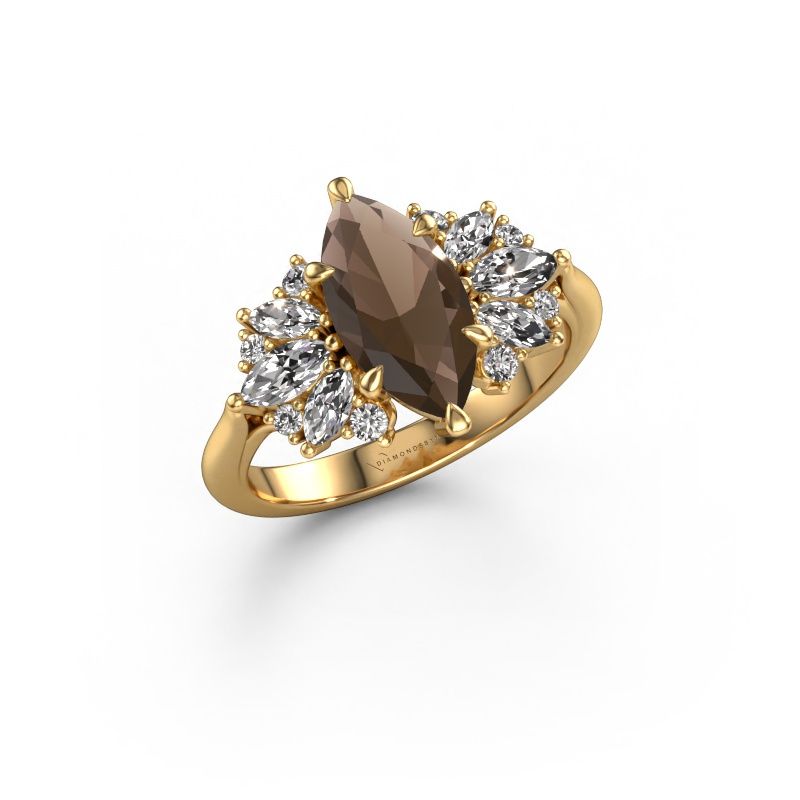 Engagement ring Jaimie 585 gold smokey quartz 12x6 mm