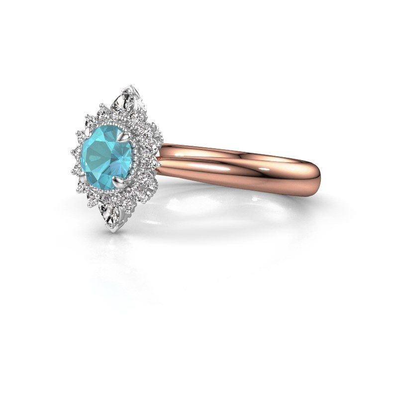 Image of Engagement ring Susan 585 rose gold blue topaz 5 mm