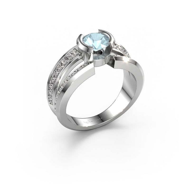 Bague pour homme Rowan 950 platine aigue-marine 6.5 mm