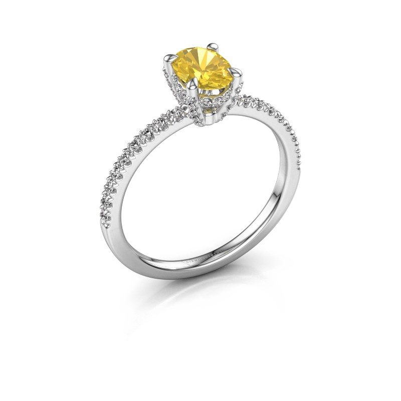 Image of Engagement ring saskia 1 ovl<br/>950 platinum<br/>Yellow sapphire 7x5 mm