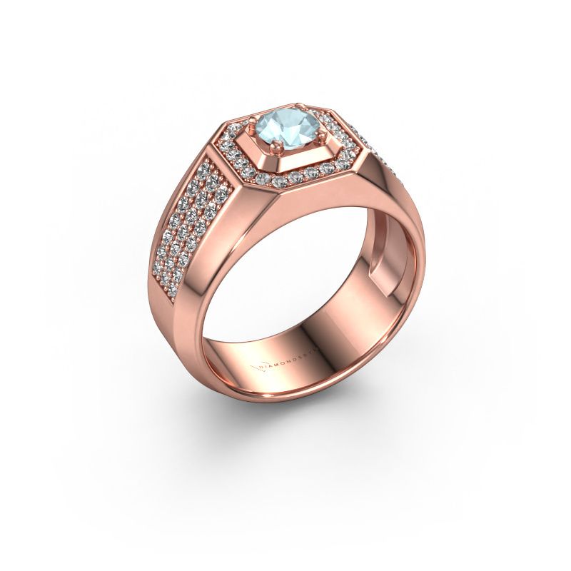 Heren ring Pavan 585 rosé goud aquamarijn 5 mm