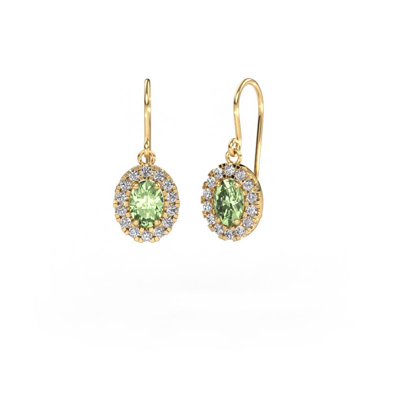 Drop earrings Jorinda 1 585 gold green lab grown diamond 7x5 mm