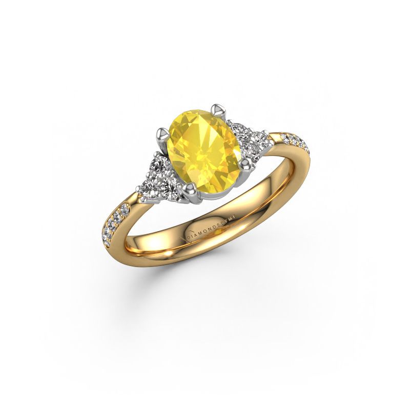 Engagement ring Aleida OVL 2 585 gold yellow sapphire 8x6 mm