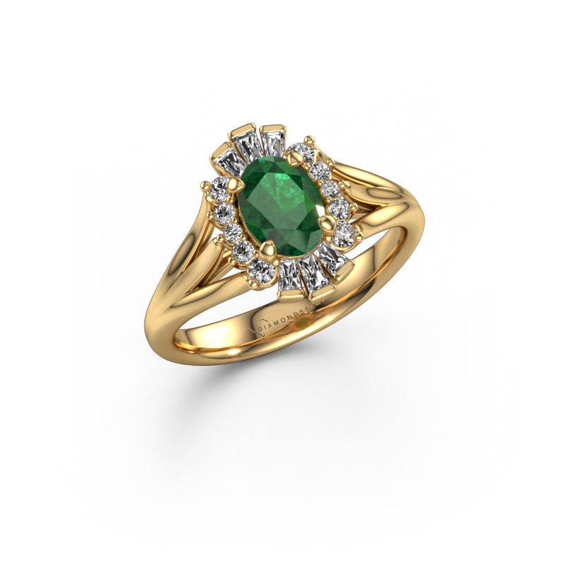 Image of Engagement ring Andrea 585 gold emerald 7x5 mm