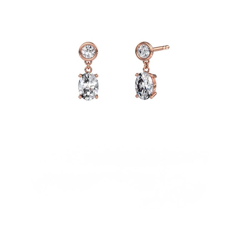 Pendants d'oreilles Lacey OVL 585 or rose zircone 7x5 mm
