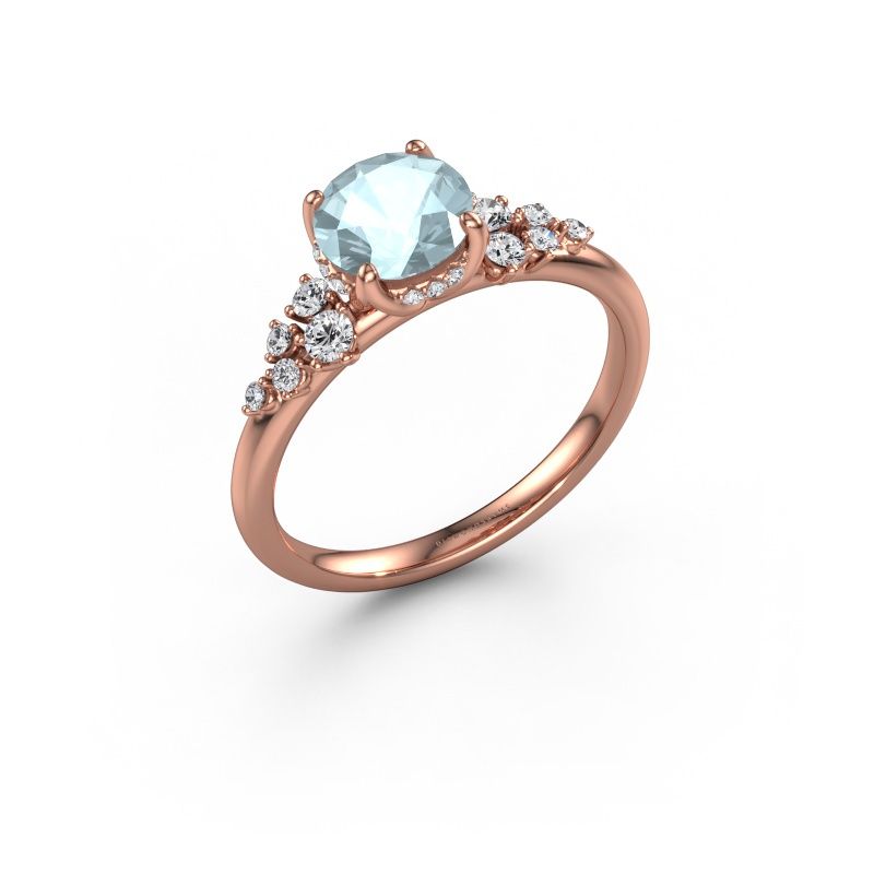 Verlobungsring Emma RND 585 Roségold Aquamarin 6.5 mm