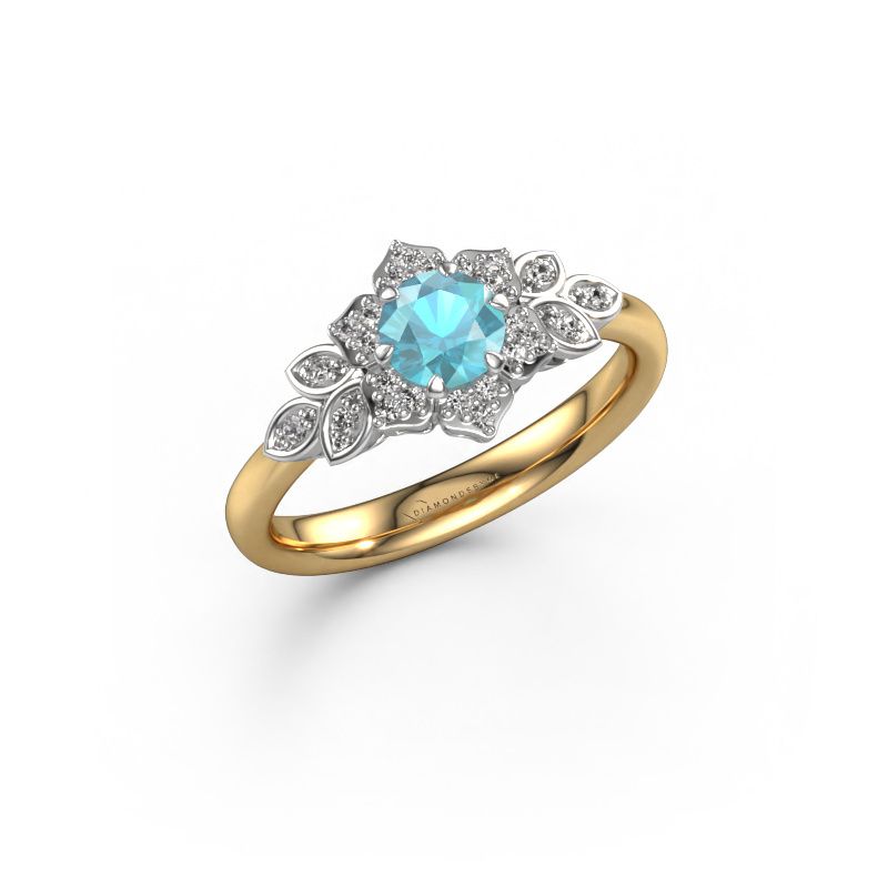 Verlovingsring Tatjana 585 goud blauw topaas 5 mm