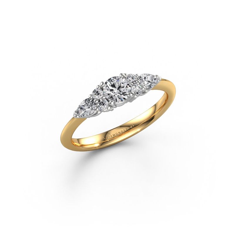 Bague de fiançailles Melani RND 585 or jaune diamant synthétique 0.76 crt
