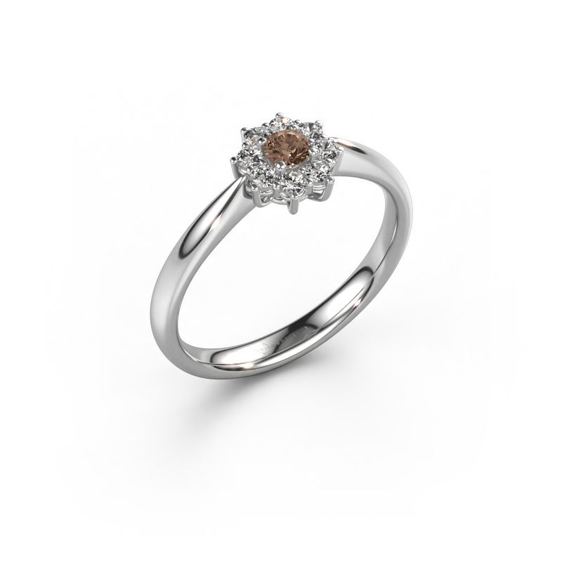Engagement ring Carolyn 1 585 white gold brown diamond 0.10 crt