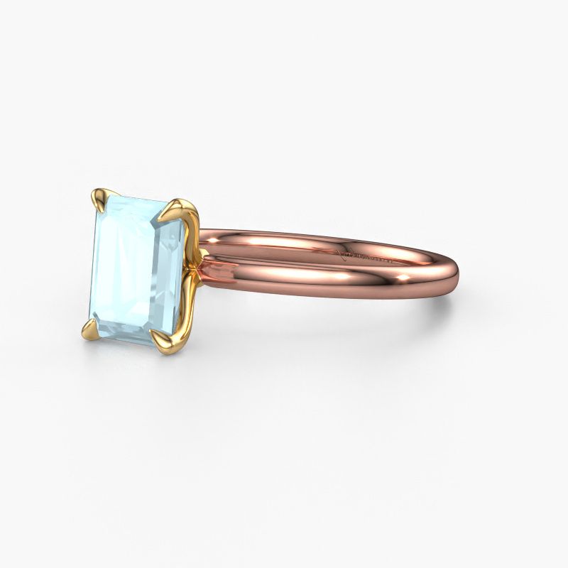 Image of Engagement Ring Crystal Eme 1<br/>585 rose gold<br/>Aquamarine 8x6 mm