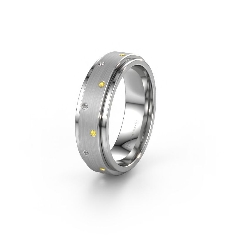 Wedding ring WH2134L 585 white gold yellow sapphire ±6x2.2 mm