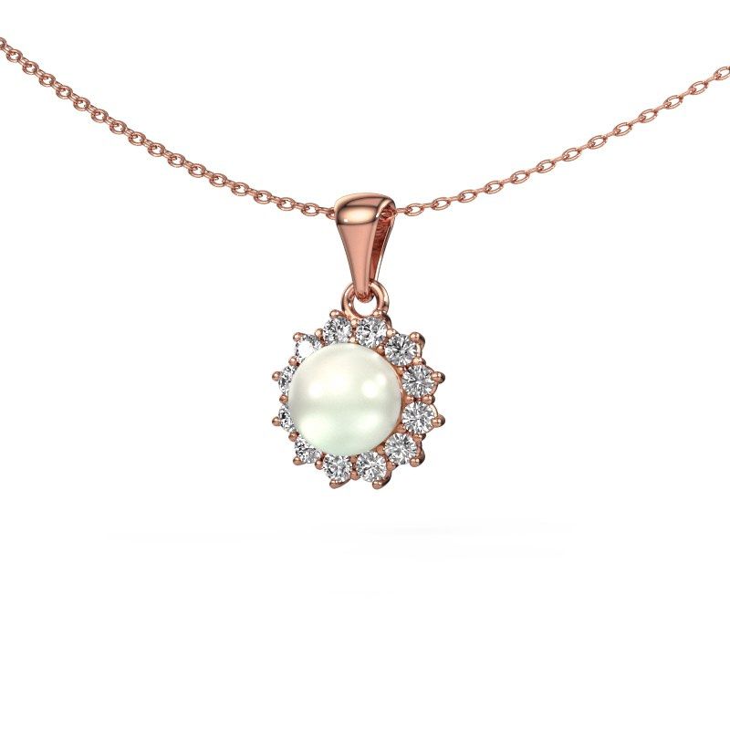 Pendentif Rian 585 or rose perle blanche 7 mm