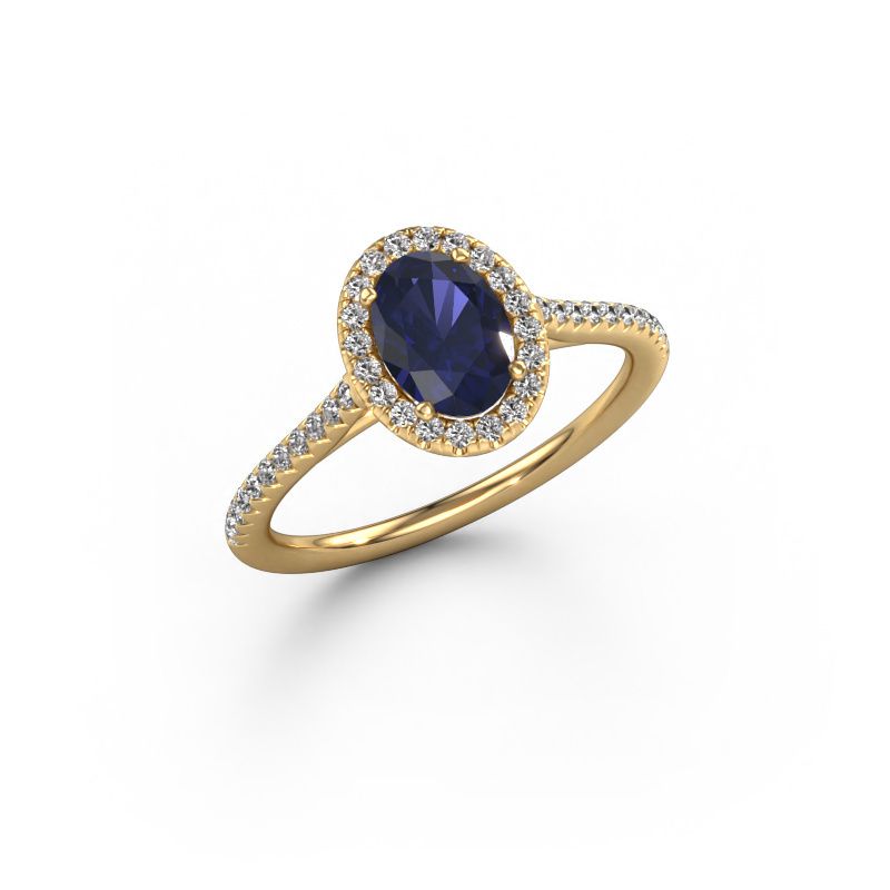 Verlovingsring Seline ovl 2 585 goud saffier 7x5 mm
