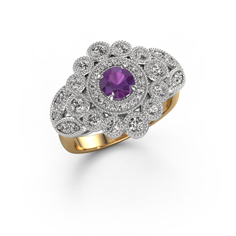 Ring Elia 585 goud amethist 5 mm
