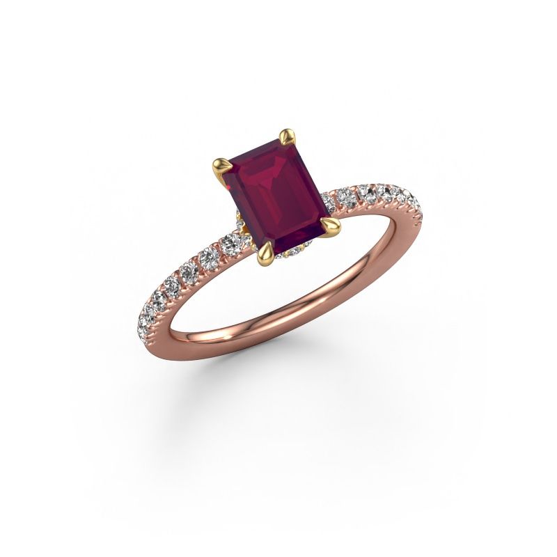 Verlovingsring Crystal EME 4 585 rosé goud rhodoliet 7x5 mm