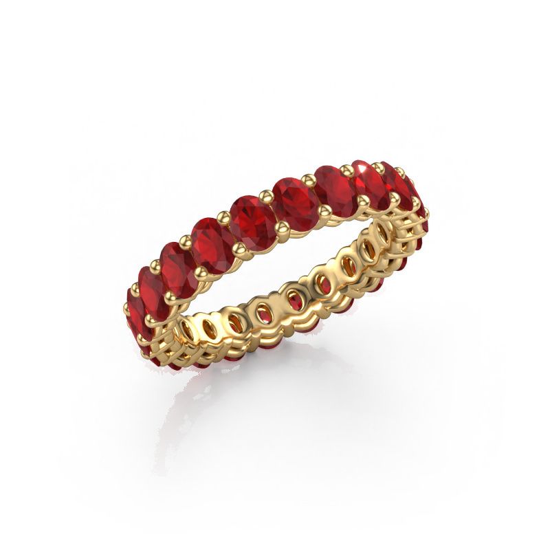 Stackable ring Heddy OVL 3x4 585 gold ruby 4x3 mm