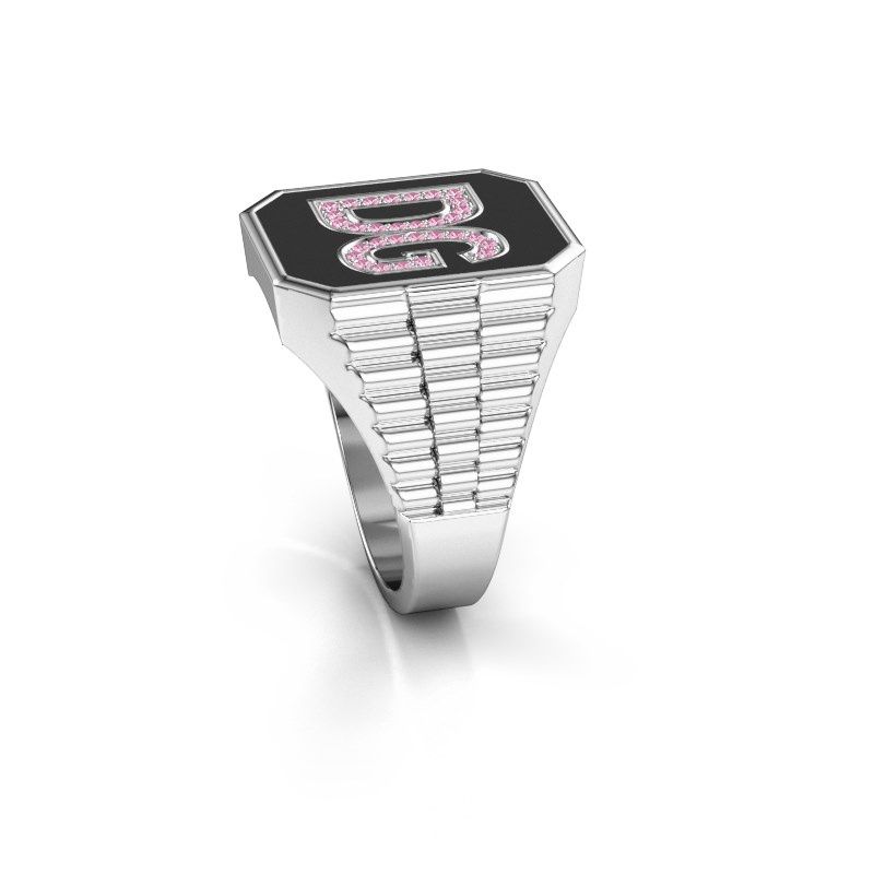 Image of Rolex style ring Stephan 3 585 white gold pink sapphire 1 mm