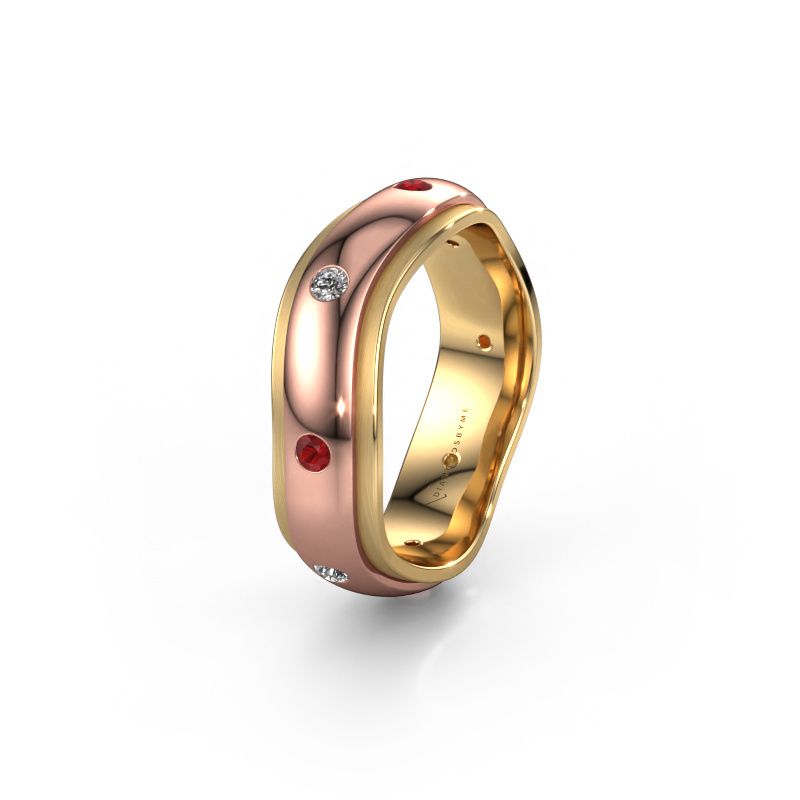 Wedding ring WH2051L26DP 585 rose gold ruby ±6x2.4 mm