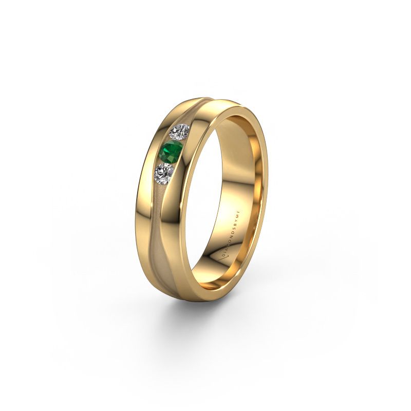 Wedding ring WH0172L25A 585 gold emerald ±5x1.7 mm